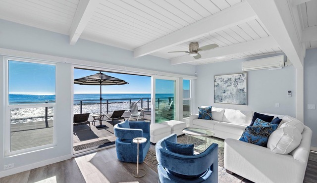 Oceanfront Retreat: 2BR Home with Private Beach Access, Firepit STR24-0040