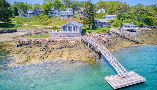 Oceanfront with private dock and float. Three bedroom, two bathroom cottage on Linekin Bay