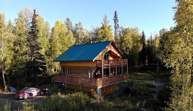 Off-Grid Cabin with Views from the Porch in Alaska