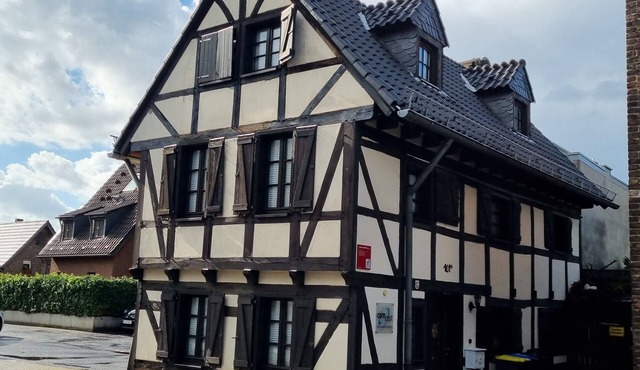 old romantic half-timbered house near the Rhine