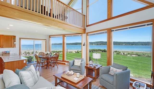 Open Design West Coast Home on 1600 Feet of Private Waterfront