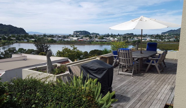 Panoramic Position: Iconic Whangamata Private 4 bedroom with indoor/outdoor flow