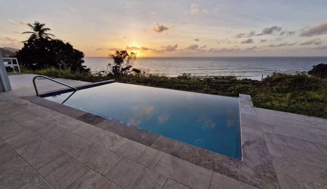 Panoramic seascape from modern, 3-bedroom villa in Hope Estate