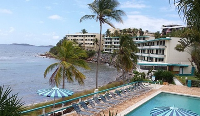 Panoramic Views await you at our studio ocean front Studio on Bolongo Bay.VI