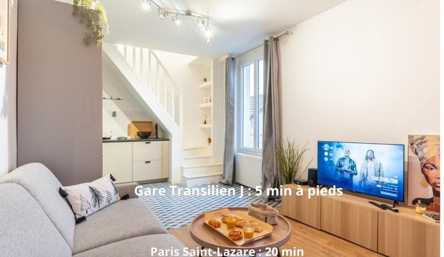 PAR EASY- Grand Duplex- Gare Transilien J à 5 min à pieds