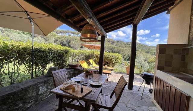 "Piccola" rustic cottage, garden, sea view, 6 km to the sea