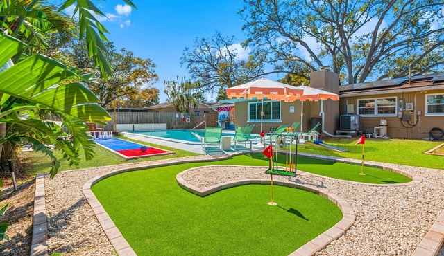 Pool, Firepit, Mini-Golf, Arcade Games, Bunk Beds with slide, and much more!