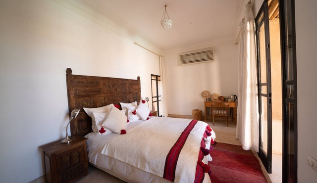 Pool-view romantic bedroom