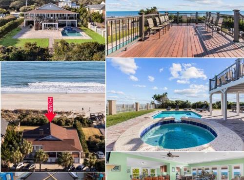 Posh Ocean Front: Huge Private Pool, Yard, Spa, Patio & Deck, BBQ, Game Room with 4 En-Suite Bathrooms