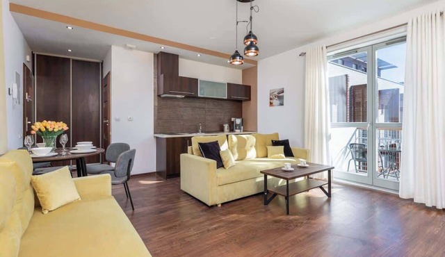 Practical Studio for Four People | Balcony, Close to the Beach