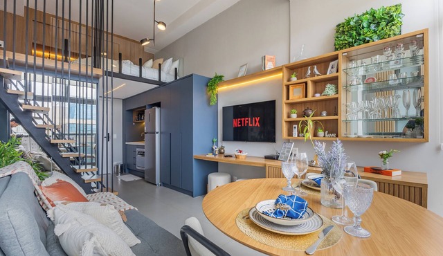 Premium Studio Apartment with Mezzanine and Sunset View – Moema