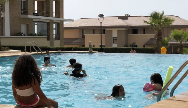 Prestigia plage des nations seen on sea and swimming pool high standing apartment
