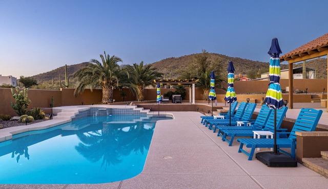 Private Desert Retreat w/Heated Pool + Spa Mountain Views
