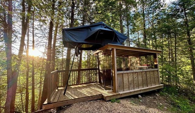 Private Lake Glamping on 95 Acres, Rooftop Tent in Pristine Natural Setting