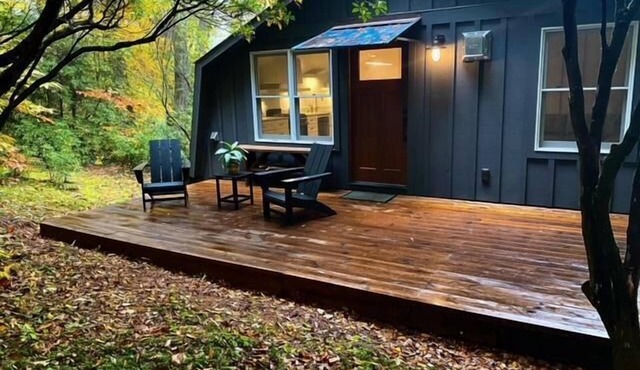 Private, Modern, Unique freestanding fireplace, Outdoor seating
