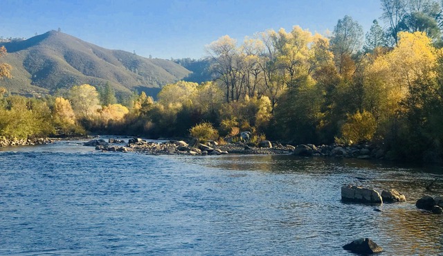 Private River and Mountain Views from Cozy Cabin, Covered Deck and Beach!