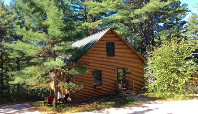 Quiet secluded log cabin; the cabin is part of a 37 acre waterfront complex.