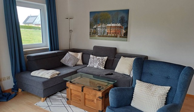 Quietly situated vacation home with a fantastic view. Bathing lake 5 min away.
