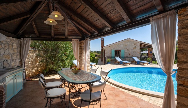 Recharge your soul at this romantic stone villa with pool, garden & sunset view