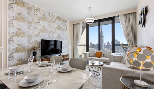 Refined 2BR Stay with Iconic Burj Views