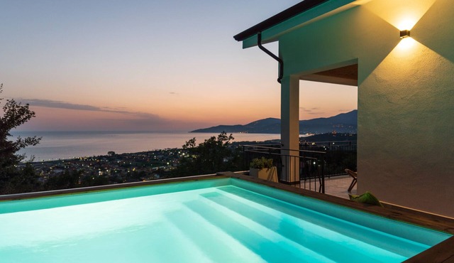 Refined villa with minimal chic interior and fabulous private pool with sea view