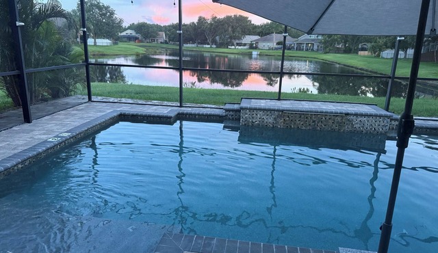 Relax in my calm and stylish space. Enjoy the relaxing lakeview and heated pool.