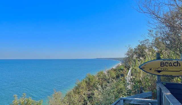 Relaxing oceanside retreat with amazing views. Just footsteps from private beach