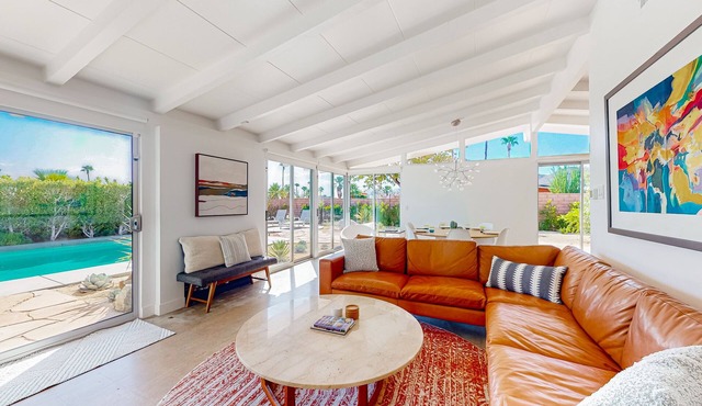 Remodeled midcentury charmer with private salt water pool spa and mountain views