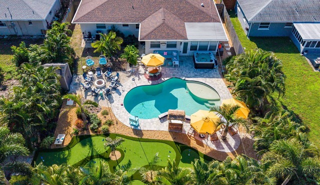 Resort Style Backyard Pool Hot Tub Movie Room