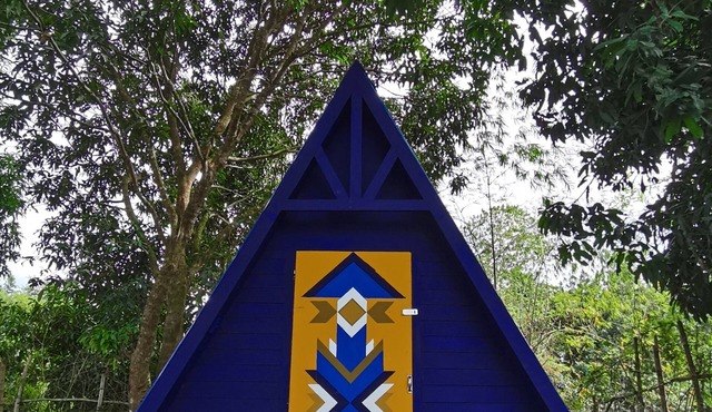 Riverside Native guest house and A-framed cabin for family picnic and camping.