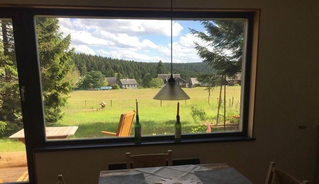 Romantic bungalow (56sqm) with a view of the Thuringian mountains