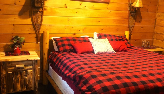 Rustic Adirondack Cabin steps away from New Rail Trail & Lake Clear