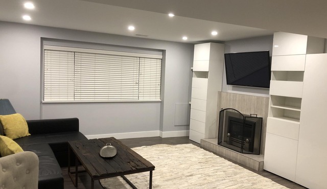Rustic modern garden level suite