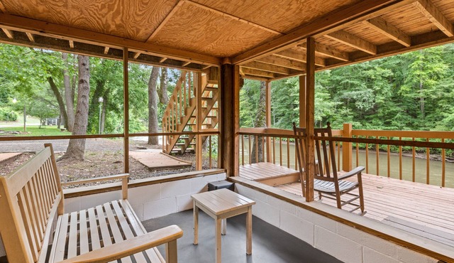 Secluded riverside cabin great for fishing with two large decks