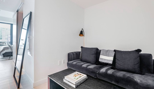 Serene Seaport Studio w/Gym & W/D, nr Shops & Dining, by Blueground