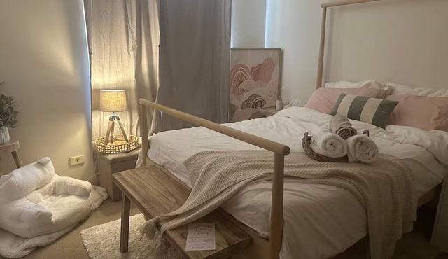 Simple cozy home Master room with private bathroom