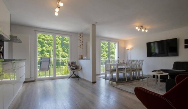 South-facing balcony on the banks of the Moselle