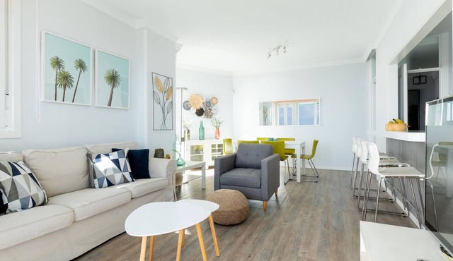 Spacious beachfront apartment with communal pool