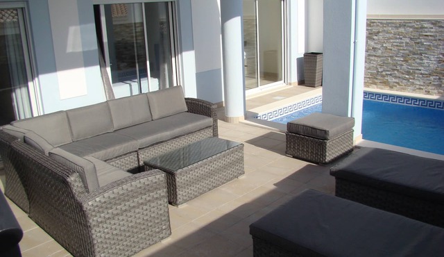 Spacious, contemporary villa with sun roof, pool and balcony