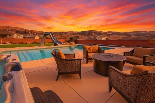 Spacious Home with Fire Pit, Hot Tub, Pool - Slide