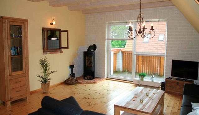 Spacious vacation apartment with terrace, fireplace and garden in Ahrenshagen-Daskow