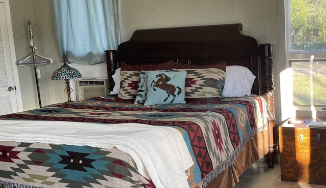Stay and Ride Romantic ‘King Suite Plus” with Deck on a Dude Ranch. Horses!