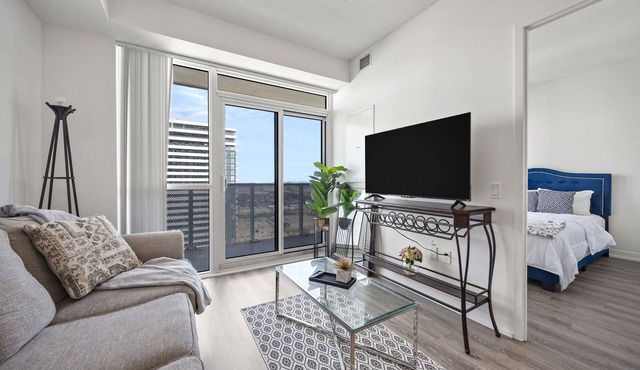 Stay in the heart of downtown Vaughan in this modern one-bedroom condo