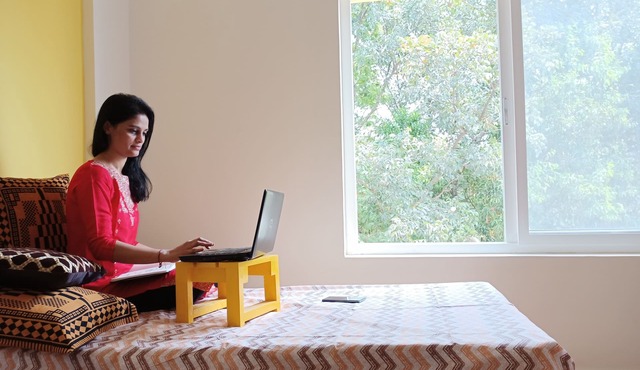 STAYCATION: A cozy room in a Bnb surrounded by lush greenery