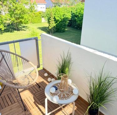 Stilvolles Boho-Apartment nahe Mainz mit Balkon & Parkplatz