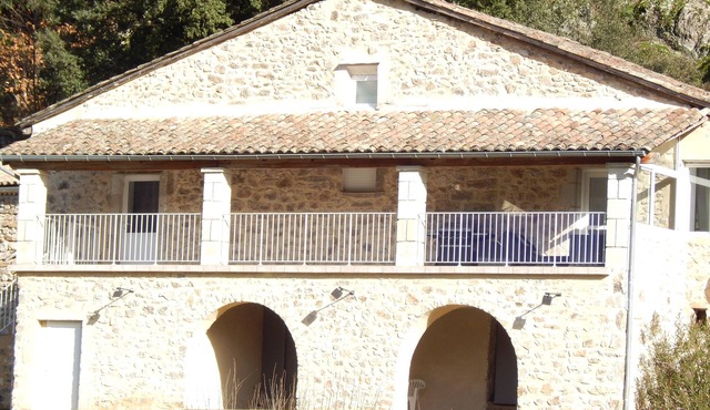 Stone house panoramic view of the Ladenne peak and the tanargue massif