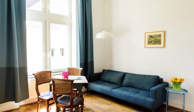 Studio apartment with view of the cathedral spires and sleeping gallery