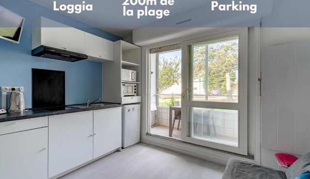 Studio avec loggia - à 200m de la plage - Parking