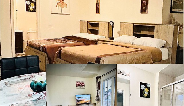 Studio . Bedroom with attatched washroom and living area . All in one