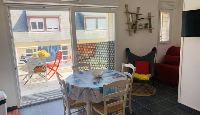 Studio cabin with sea view and garage in Fort-Mahon plage